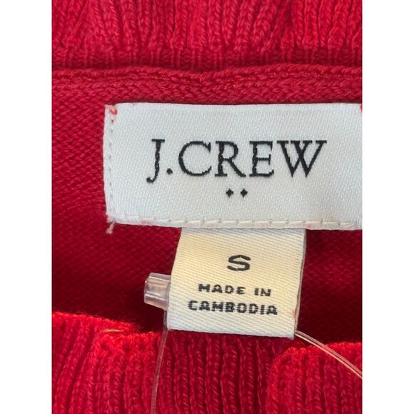 J. Crew Women's BV341 Size S Red Cotton Ruffleneck Sweater Pullover NWT - Picture 3 of 8